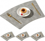 Tischset aus Kunstleder, Keil-Tischsets for runde Tische - stilvolles, waschbares, doppelseitiges 4er-/6er-/8er-Set for K&uuml;chen- und Esszimmerdekoration (Pink, rund, 6er-Set)(Grey,ROUND-SET OF 4)