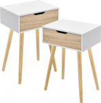 [en.casa] Ostersund k&uuml;ljelaud 2 tuba laudade komplekt 60 x 40 x 30 cm &ouml;&ouml;kapp sahtliga diivanilaud k&uuml;ljelaud kohvilaud valge tammepuust