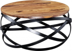 Wohnling Manur kohvilaud 60 x 30 x 60 cm Sheesham t&auml;ispuidust/metallist diivanilaud, disain elutoa laud &uuml;mmargune, Stub Table Industrial Brown, disainer puidust laud kohvilaud t&auml;ispuidust elutoa laud