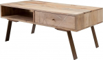 Wohnling SIKAR kohvilaud 95 x 42 x 50 cm Mango t&auml;ispuidust / metallist diivanilaud, disain elutoa laud sahtliga, maamaja pruun disainer puidust laud kohvilaud t&auml;ispuidust elutoa laud