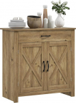 HOMCOM Sideboard, K&uuml;chenschrank mit 2 T&uuml;ren, verstellbaren Einlegeb&ouml;den und Schublade, Landhausstil, Sideboard f&uuml;r Wohnzimmer, Esszimmer, 80 x 39,7 x 80 cm, Holzfarbe