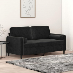 3200886 2-kohaline diivan koos dekoratiivpadjaga, must, 140 cm, Samet, Lounge diivan, Diivanid ja diivanid, Relax diivan, Diivan elutuppa, Diivan koos