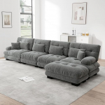 Cord diivanvoodi 4 inimesele, suur diivan, diivan, modulaarne nurgadiivan, L-kujuline diivanikomplekt elutuppa, 4-kohalised mugavad pilves diivanid koos teisaldatava osmaniga, DIY-kombinatsioon (Hall)