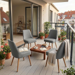 Linasest s&ouml;&ouml;gitoolid 4 veekindel plekk-kindel polsterdatud k&ouml;&ouml;gitool hall
