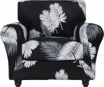 SearchI Floral tr&uuml;kitud Stretch diivanikate 2 tk tugitool Slipcover koos eraldi tooli padjaga pestav m&ouml;&ouml;bli kaitsja elutuppa (tugitool, must + sulg)