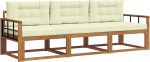 Outdoor-Sofa-Set aus Akazienholz, Modulares Gartensofa, Lounge-Garnitur f&uuml;r Terrasse & Balkon mit Sitz- und R&uuml;ckenkissen, Natur und Creme, 249,5 x 83 x 73 cm
