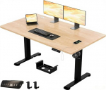 JUMMCIO k&otilde;rgusreguleeritav laud 160x80 cm, vastupidav elektriline seisev laud USB-laadimisega, arvutilaua k&otilde;rgusm&auml;lufunktsiooniga kontorisse, beežimustvalge
