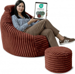 DreamRoots T&auml;iskasvanute Bean Bag tool elutuba 92 x 70 x 100 cm koos jope, peatoe ja hoiukotiga - Bean Bag tool - lugemistool Mugav Super pehme ja kohev n&ouml;&ouml;r 420 g/m&sup2; - Copper