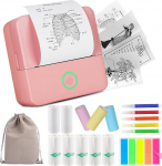 HUIJUTCHEN Mini Printer, Wireless Bluetooth Photo Printer, Portable Thermal Printer, Smartphone Pocket Printer, Compatible with Android & iOS, with 10 Rolls of Paper for Study, Notes, Photos (All