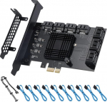 PCIE to SATA Card 10 Port 10 SATA kaabliga, 6Gbps SATA 3.0 Controller PCI Express Expansion Card, toetab 10 SATA 3.0 seadet, &uuml;hildub Windows, MAC, Linux s&uuml;steemiga