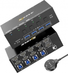 KVM Switch 2 monitori 4 PC, KCEVE 8K @ 60Hz, 4K @ 144Hz USB 3.0 HDMI KVM Switch koos EDID emulaatoriga 4PC jagamiseks Hiire klaviatuuri ja monitori jaoks, stabiilne kiip, k&otilde;rge &uuml;hilduvus
