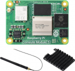 Waveshare CM5 Pi Compute Module 5, kaasas ametlik Raspberry Pi CM5116000 (traadita, 16GB RAM, 0GB (Lite) eMMC Flash), antennikomplekt ja HEATSINK
