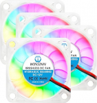 WINSINN 50 mm RGB ventilaator 12 V, LED v&auml;rviline mikro 12-voldine ventilaator 5010 h&uuml;drauliline laager, harjadeta jahutus 50 x 10 mm 2PIN (pakend 4)