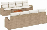 Rantry 9-teiliges Garten-Sofa-Set mit Kissen Beige Poly Rattan Akazie Gartenlounge Model3347554