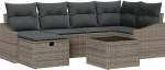 Rantry 7-teiliges Garten-Sofa-Set mit Kissen Grau Poly-Rattan Gartenlounge Model3360620