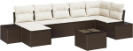 Rantry 7-teiliges Garten Sofa Set mit Kissen Grau Poly Rattan Gartenlounge Model3347158