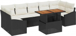 Rantry 8-teiliges Garten-Sofa-Set mit Kissen Schwarz Poly-Rattan Gartenlounge Model3358539