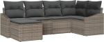 Rantry 6-teiliges Garten-Sofa-Set mit Kissen Grau Poly-Rattan Gartenlounge Model3346789