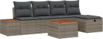 Rantry 6-teiliges Garten Sofa Set mit Kissen Grau Poly Rattan Gartenlounge Model3359626