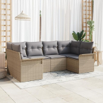 6-teiliges Garten-Sofa-Set mit Kissen Beige Poly Rattan Gartenlounge Model3345500