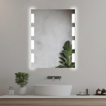 Home Glow 50 x 70 cm Bathroom Mirror with Lighting LED Bathroom Mirror with Lighting Bathroom Wall Mirror with Touch Switch LED Bathroom Mirror with Side Light Patterns