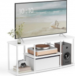 SONGMICS HOME &Uuml;likiire t&ouml;&ouml;riistavaba kokkupanek, TV-kapp kuni 50-tollise teleri jaoks, TV-jalamu, madalalaua, elutuba, 110 x 35 x 46 cm, riiul, lumivalge mattvalge LTV500W01