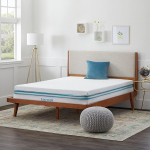 Linenspa 7.5cm Gel Memory Foam Mattress Topper with Zip Cover Mattress Topper for Double Bed (135 x 190 cm), White