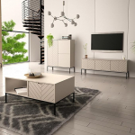 Lomadox Living Room Set 3-Piece Living Room Cabinet Living Room Furniture Living Room Cabinets Modern in Cashmere with Milled Fronts