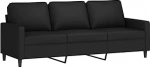 vidaXL 3-kohaline diivan, Lounge diivan diivan koos k&auml;etugede seljapatjadega, elutoa diivan disain diivan metallist raam, istumism&ouml;&ouml;bel kolmekohaline, must velvet