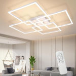 Homefire laevalgusti elutoa LED laevalgusti - 48 W kaasaegne elutoa lamp pidevalt dimmerdatav 3000 K - 6500 K valge magamistoalamp kaugjuhtimispuldiga ruudukujuline laevalgustus magamistoas