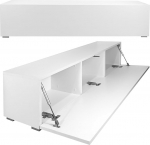 Milionmeblicom telerialus, telerikapp, varjatud k&auml;epide, pehme sulgemisega madalal asuv, seinakapp, rippuv v&otilde;i seisev, elutuppa, mattvalge, 30 x 135 x 30 cm (K x L x S)