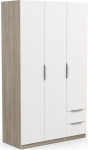 Demeyere Armoire Dressing Avec Penderie Moderne 3 Portes 2 Tiroirs 4 Niches - Coloris Ch&ecirc;ne Kronberg & Blanc Mat - 119.4 x 51.1 x 203 cm