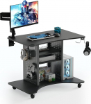 EUREKA ERGONOMIC Desk, Computer Desk with Wheels, Small Desk with 4 360&deg; Wheels, 94 x 59 x 75 cm Mobile Workstation, Suitable for Living Room, Bedroom, Study with Storage Space