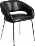 Flash Furniture Fusion Series Contemporary LeatherSoft Side Reception Chair with Chrome Legs - Black Leather, Single