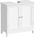 Vasagle BBC05WT Skandinaavia stiilis vannitoakapp, hoiukapp 60 x 30 x 60 cm, 2 liistu uksega, reguleeritav riiul k&auml;epidemetega - mattvalge