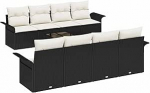 9-teiliges Garten-Sofa-Set mit Kissen Schwarzes Poly-Rattan Gartenlounge Model3345287