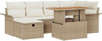 7-teiliges Garten Sofa Set mit Kissen Beige Poly Rattan Gartenlounge Model3359914