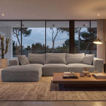 Mendler HWC-P20 Diivanikomplekt 3-kohaline diivan Lounge diivan Kangas / Tekstiil n&ouml;&ouml;r (370 g/m&sup2;) Lamamispind vasakpoolne helehall