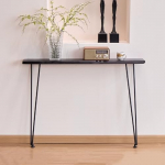 Kitsas konsoolne diivanilaud kohvilaud massiivpuidust lauaplaat Industrial Hairpin Legs Black (80x20x80cm)