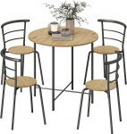 HOMCOM s&ouml;&ouml;gitoa laua ja toolide komplekt, 5 &uuml;mmargust s&ouml;&ouml;gilauda ja 4 tooli, valmistatud puidust ja metallist, ruumi s&auml;&auml;stev t&ouml;&ouml;stuslik stiil elutuppa ja k&ouml;&ouml;ki, v&auml;rv must ja puit