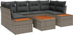 Rantry 7-teiliges Garten Sofa Set mit Kissen Grau Poly Rattan Gartenlounge Model3348035