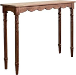 WPWSDWMX Konsolentisch mit R&ouml;mischen S&auml;ulenbeinen, 80-136 cm Langer Beistelltisch aus Massivholz, Gewellte Kante, f&uuml;r Eingangsbereich, Foyer und Flur(136cm/53in)