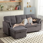 Magamisfunktsiooniga diivanvoodi koos panipaigaga, nurgadiivan koos trundle voodiga, L-kujuline diivan koos padja ja k&uuml;ljetaskuga, kokkupandav diivanvoodi, tumehall