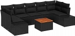 Gartensofa-Set mit Speicher 8 tk Schwarz Poly-Rattan Gartenm&ouml;bel Model3356595