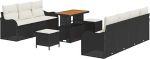 Gartensofa-Set mit Kissen 10 tk Schwarz Poly-Rattan Gartenm&ouml;bel Model3362230