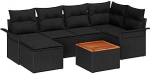 Gartensofa-Set mit Kissen 7 tk Schwarz Poly-Rattan Gartenm&ouml;bel Model3347352