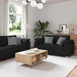 Fasba Diivan 3 tk Schwarz Leinenmischgewebe, Polstersofa Moderne Relax-Couch f&uuml;r Wohnzimmer Schlafzimmer Hobbyraum3324660