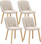 Goeurvant Dining Room Chairs Beige Set of 4 Wooden Legs Upholstered Kitchen Chair Made of Polyester Chairs Dining Room Living Room Chair for Dining Room Kitchen Office