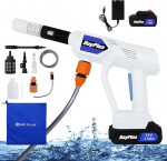 Aku survepesur Kaasaskantav survepesurip&uuml;stol 12 bar mini survepesuri komplekt 1,5 Ah akuga, 4-in-1 reguleeritav otsik, 5 m voolik auto pesemiseks, p&otilde;randa puhastamiseks, lillede kastmiseks