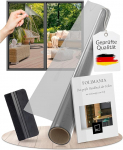 LEFIELD Sun Protection Film Window Indoor/Outdoor [60 x 200 cm] Mirror Film, Privacy Film, Self-Adhesive, Static Adhesive, Residue-Free, Heat Protection, Privacy Screen, Includes eBook with